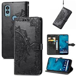 Embossing Imprint Mandala Flower Leather Wallet Case for Kyocera Android One S10 - Black