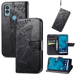 Embossing Mandala Flower Butterfly Leather Wallet Case for Kyocera Android One S10 - Black