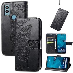 Embossing Mandala Flower Butterfly Leather Wallet Case for Kyocera Android One S9 - Black