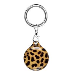 Soft TPU IMD Key Ring Secure Holder Case for Apple AirTag - Brown Leopard