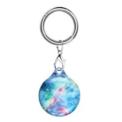 Soft TPU IMD Key Ring Secure Holder Case for Apple AirTag - Blue Starry Sky Marble
