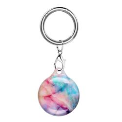 Soft TPU IMD Key Ring Secure Holder Case for Apple AirTag - Pink Green Starry Sky Mable