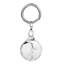 Soft TPU IMD Key Ring Secure Holder Case for Apple AirTag - Classic White Marble
