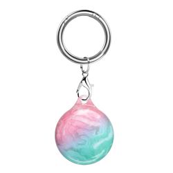 Soft TPU IMD Key Ring Secure Holder Case for Apple AirTag - Pink Green Marble
