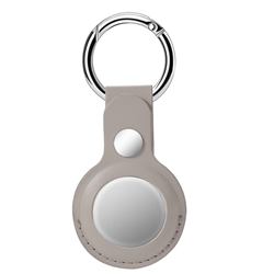 Leather Loop Key Ring Secure Holder Case for Apple AirTag - Gray