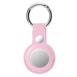 Leather Loop Key Ring Secure Holder Case for Apple AirTag - Pink