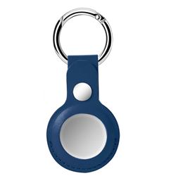 Leather Loop Key Ring Secure Holder Case for Apple AirTag - Blue