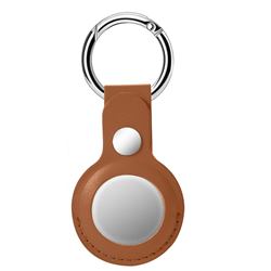 Leather Loop Key Ring Secure Holder Case for Apple AirTag - Brown