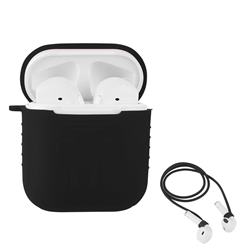 Anti-lost Rope Silicone Protective Case for Apple AirPods - Black