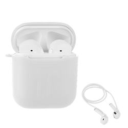 Anti-lost Rope Silicone Protective Case for Apple AirPods - White
