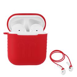 Anti-lost Rope Silicone Protective Case for Apple AirPods - Red