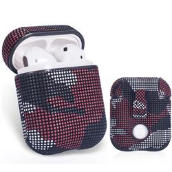 Camouflage PU Leather Case for Apple AirPods - Black Red