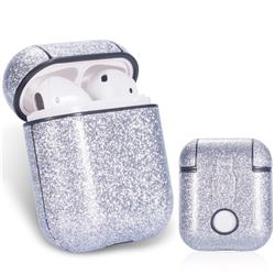 Shine Powder PU Leather Case for Apple AirPods - Silver