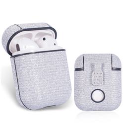 Sequin PU Leather Case for Apple AirPods - Silver