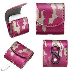 Camouflage Pattern PU Leather Protective Case for Apple AirPods - Rose
