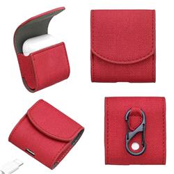 Jeans Cowboy Denim Pattern PU Leather Protective Case for Apple AirPods - Red