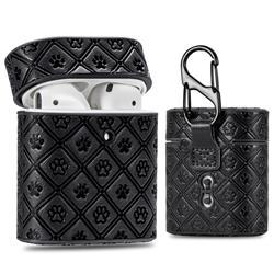 Dog Paw Pattern Leather Pouch Protective Case for Apple AirPods 1 2 - Black