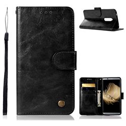 Luxury Retro Leather Wallet Case for ZTE Axon 7 - Black