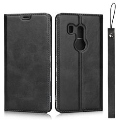 Calf Pattern Magnetic Automatic Suction Leather Wallet Case for FUJITSU Docomo Arrows Be3 F-02L - Black