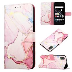Rose Gold Marble Leather Wallet Protective Case for FUJITSU Docomo Arrows Be F-04K