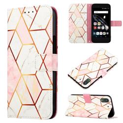 Pink White Marble Leather Wallet Protective Case for FUJITSU Docomo Arrows Be F-04K