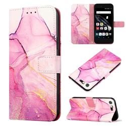 Pink Purple Marble Leather Wallet Protective Case for FUJITSU Arrows Be F-05J