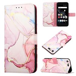 Rose Gold Marble Leather Wallet Protective Case for FUJITSU Arrows Be F-05J