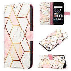 Pink White Marble Leather Wallet Protective Case for FUJITSU Arrows Be F-05J
