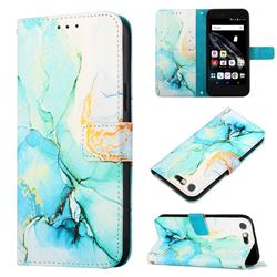 Green Illusion Marble Leather Wallet Protective Case for FUJITSU Arrows Be F-05J