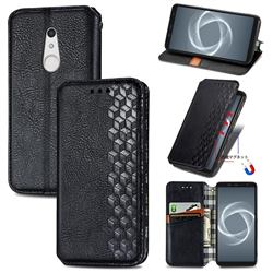 Ultra Slim Fashion Business Card Magnetic Automatic Suction Leather Flip Cover for FUJITSU Docomo Arrows Be4 Plus F-41B - Black