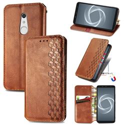 Ultra Slim Fashion Business Card Magnetic Automatic Suction Leather Flip Cover for FUJITSU Docomo Arrows Be4 Plus F-41B - Brown
