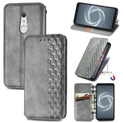Ultra Slim Fashion Business Card Magnetic Automatic Suction Leather Flip Cover for FUJITSU Docomo Arrows Be4 Plus F-41B - Grey