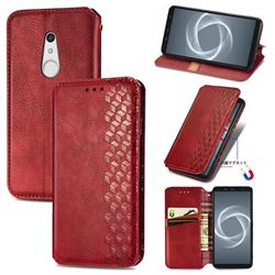Ultra Slim Fashion Business Card Magnetic Automatic Suction Leather Flip Cover for FUJITSU Docomo Arrows Be4 Plus F-41B - Red