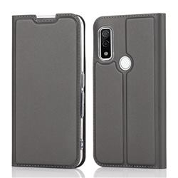 Ultra Slim Card Magnetic Automatic Suction Leather Wallet Case for FUJITSU Arrows We F-51B - Star Grey