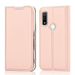 Ultra Slim Card Magnetic Automatic Suction Leather Wallet Case for FUJITSU Arrows We F-51B - Rose Gold
