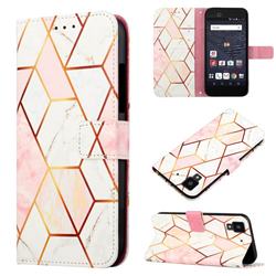 Pink White Marble Leather Wallet Protective Case for Fujitsu Arrows NX F-01J
