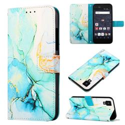 Green Illusion Marble Leather Wallet Protective Case for Fujitsu Arrows NX F-01J