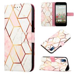 Pink White Marble Leather Wallet Protective Case for Docomo Arrows NX F-01K