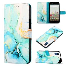 Green Illusion Marble Leather Wallet Protective Case for Docomo Arrows NX F-01K