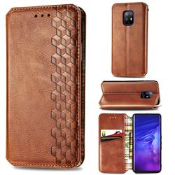 Ultra Slim Fashion Business Card Magnetic Automatic Suction Leather Flip Cover for FUJITSU Docomo Arrows 5G F-51A - Brown