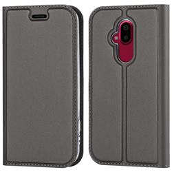 Ultra Slim Card Magnetic Automatic Suction Leather Wallet Case for Docomo Easy Smartphone F-52B - Star Grey
