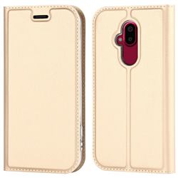 Ultra Slim Card Magnetic Automatic Suction Leather Wallet Case for Docomo Easy Smartphone F-52B - Champagne