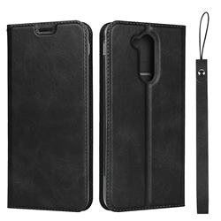 Calf Pattern Magnetic Automatic Suction Leather Wallet Case for Docomo LG style2 L-01L (6.0 inch) - Black