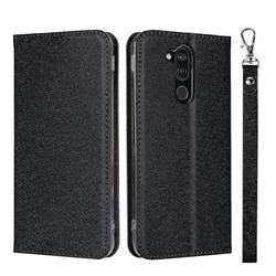 Ultra Slim Magnetic Automatic Suction Silk Lanyard Leather Flip Cover for Docomo LG style2 L-01L (6.0 inch) - Black