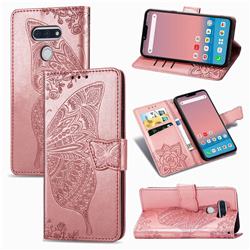 Embossing Mandala Flower Butterfly Leather Wallet Case for LG style3 L-41A (Docomo) - Rose Gold