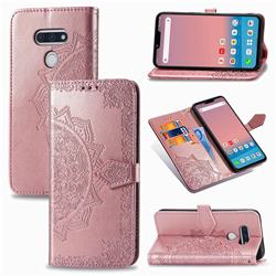 Embossing Imprint Mandala Flower Leather Wallet Case for LG style3 L-41A (Docomo) - Rose Gold