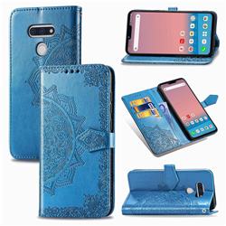 Embossing Imprint Mandala Flower Leather Wallet Case for LG style3 L-41A (Docomo) - Blue