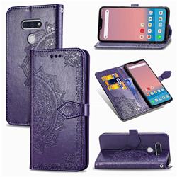Embossing Imprint Mandala Flower Leather Wallet Case for LG style3 L-41A (Docomo) - Purple