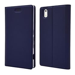 Ultra Slim Card Magnetic Automatic Suction Leather Wallet Case for Docomo Mono MO-01K - Royal Blue