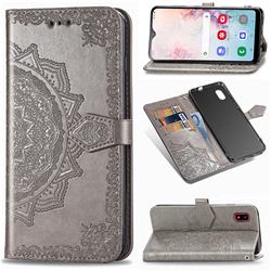 Embossing Imprint Mandala Flower Leather Wallet Case for Docomo Galaxy A20 (Japanese version, SC-02M, UQ) - Gray